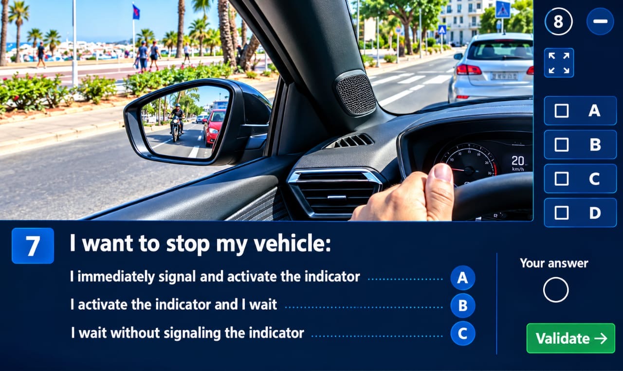 Exercice de conduite vu depuis le poste du conducteur